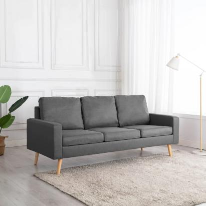 Canapea cu 3 locuri, gri deschis, material textil GartenMobel Dekor