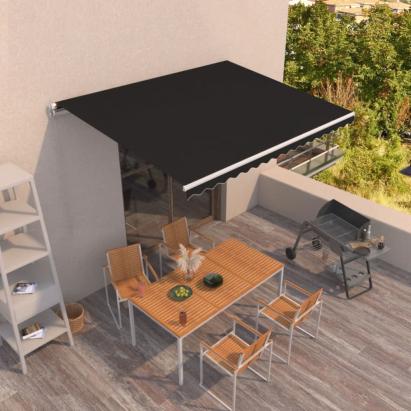 Copertină retractabilă manual, antracit, 450x350 cm GartenMobel Dekor