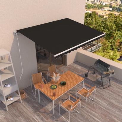 Copertină retractabilă automat, antracit, 450x350 cm GartenMobel Dekor