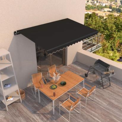 Copertină retractabilă manual, antracit, 450x350 cm GartenMobel Dekor