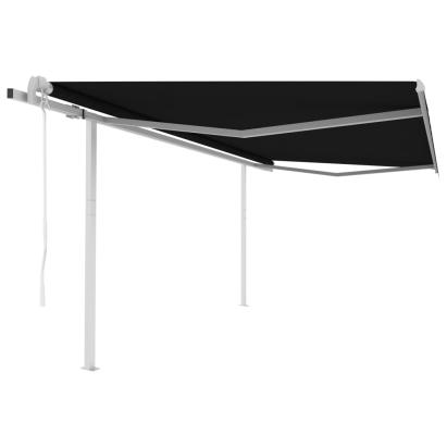 Copertină retractabilă automat, cu stâlpi, antracit, 4,5x3,5 m GartenMobel Dekor