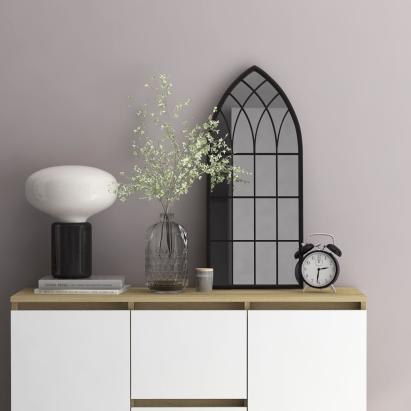 Oglindă,negru, 70x30 cm,fier, pentru utilizare în interior GartenMobel Dekor
