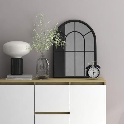 Oglindă,negru, 60x45 cm,fier, pentru utilizare în interior GartenMobel Dekor