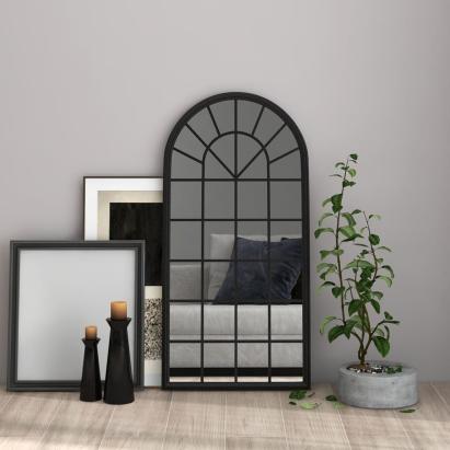 Oglindă,negru, 90x45 cm,fier, pentru utilizare în interior GartenMobel Dekor