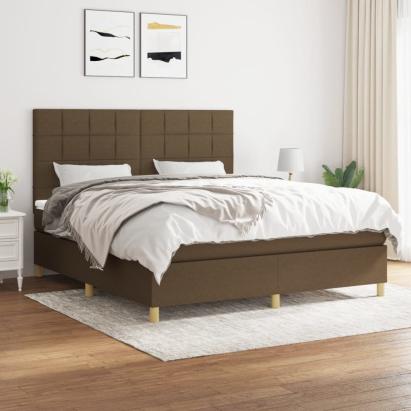 Pat box spring cu saltea, maro închis, 160x200 cm, textil GartenMobel Dekor