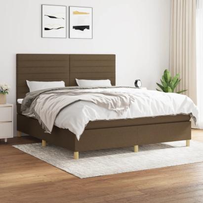 Pat box spring cu saltea, maro închis, 160x200 cm, textil GartenMobel Dekor