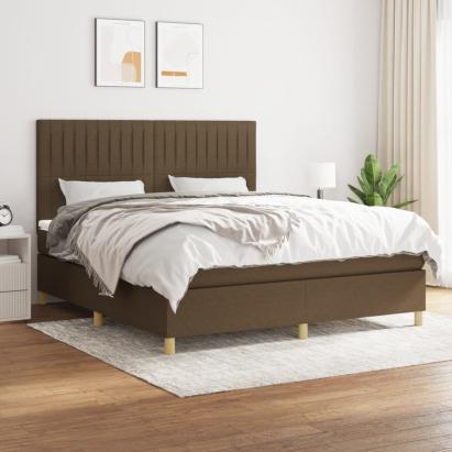 Pat box spring cu saltea, maro închis, 160x200 cm, textil GartenMobel Dekor