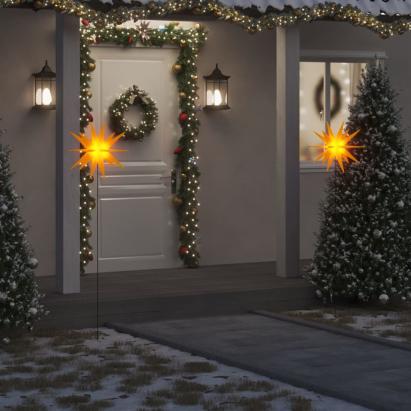 Lumini de Crăciun cu vârfuri LED-uri 3 buc. galben 57cm pliabil GartenMobel Dekor