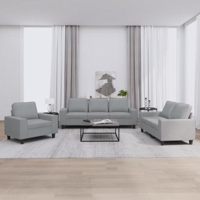Set de canapele, 3 piese, gri deschis, textil GartenMobel Dekor