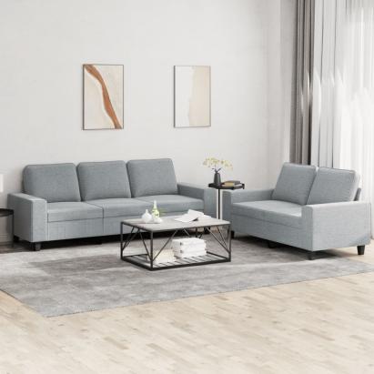 Set de canapele, 2 piese, gri deschis, material textil GartenMobel Dekor
