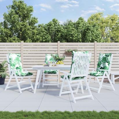 Perne de scaun spătar înalt, 4 buc, model frunze, textil Oxford GartenMobel Dekor