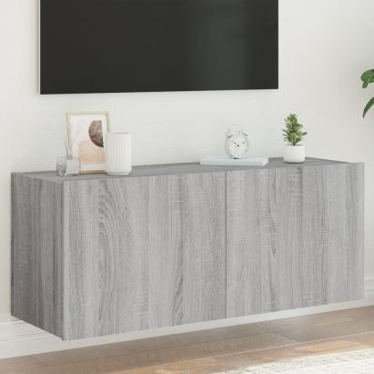 Comodă TV de perete cu lumini LED, gri sonoma, 100x35x41 cm GartenMobel Dekor