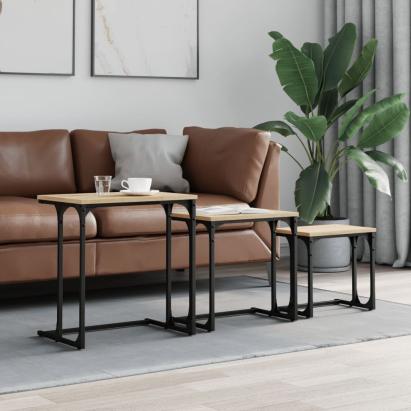 Mese suprapuse de cafea, 3 buc, stejar sonoma, lemn prelucrat  GartenMobel Dekor