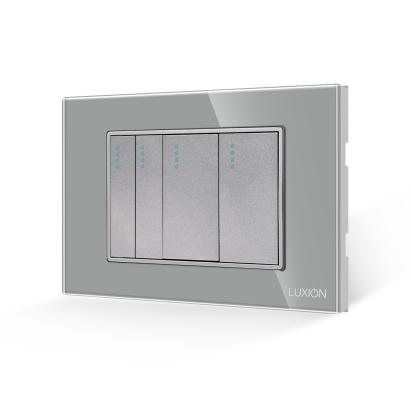 Intrerupator Mecanic 4 Posturi LUXION cu Rama din Sticla, Standard Italian, 3M SmartElectro IntelligentHouse