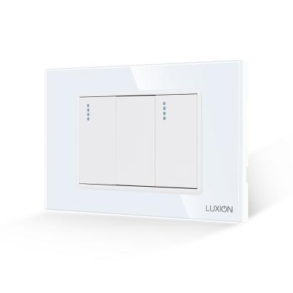 Intrerupator Dublu Mecanic LUXION cu Rama din Sticla, Standard Italian, 3M SmartElectro IntelligentHouse