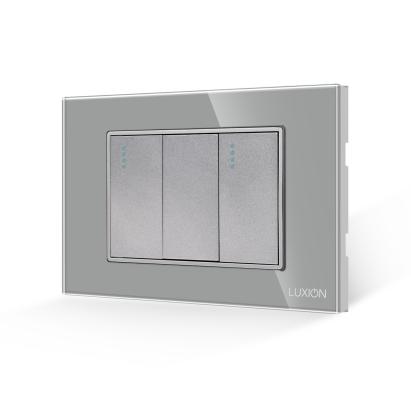 Intrerupator Dublu Mecanic LUXION cu Rama din Sticla, Standard Italian, 3M SmartElectro IntelligentHouse