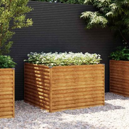 Strat înălțat de grădină, 100x100x69 cm, oțel corten GartenMobel Dekor