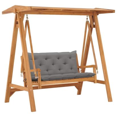 Balansoar cu pernă gri, 170 cm, lemn masiv tec GartenMobel Dekor