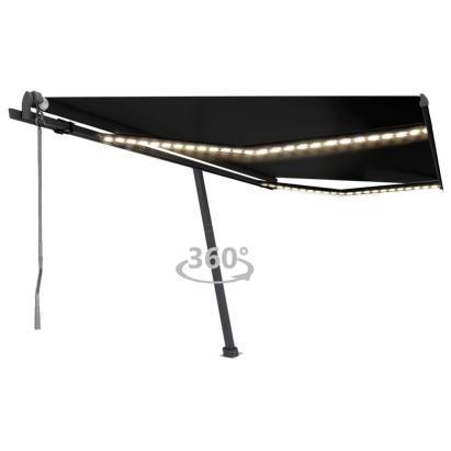 Copertină automată cu LED & senzor vânt, antracit, 450x350 cm GartenMobel Dekor