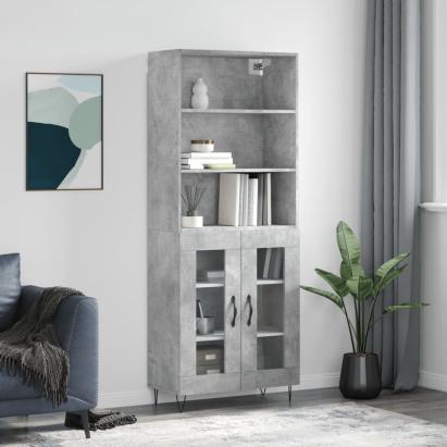 Dulap înalt, gri beton, 69,5x34x180, lemn compozit GartenMobel Dekor