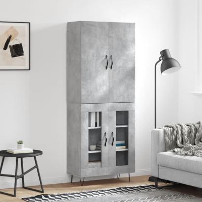 Dulap înalt, gri beton, 69,5x34x180, lemn compozit GartenMobel Dekor