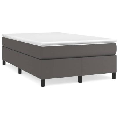 Pat box spring cu saltea, gri, 120x190 cm, piele ecologică GartenMobel Dekor