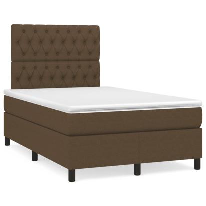 Pat box spring cu saltea, maro închis, 120x190 cm, textil GartenMobel Dekor