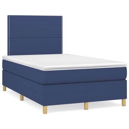 Pat box spring cu saltea, albastru, 120x190 cm, material textil GartenMobel Dekor