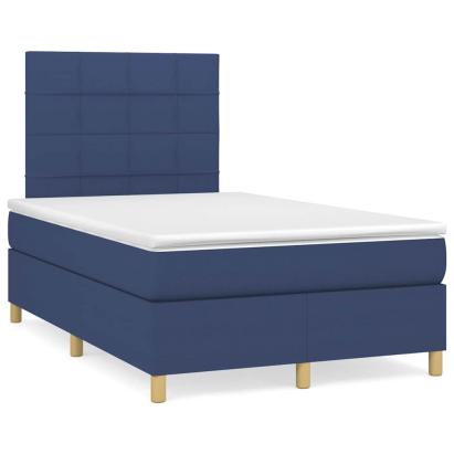 Pat box spring cu saltea, albastru, 120x190 cm, material textil GartenMobel Dekor