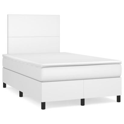 Pat box spring cu saltea, alb, 120x190 cm, piele ecologică GartenMobel Dekor