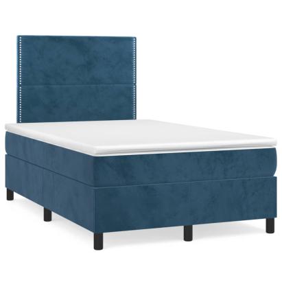 Pat box spring cu saltea, albastru închis, 120x190 cm, catifea GartenMobel Dekor