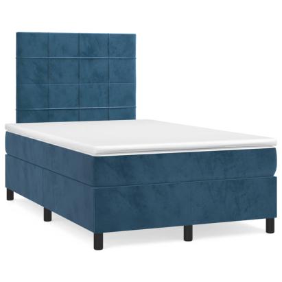 Pat box spring cu saltea, albastru închis, 120x190 cm, catifea GartenMobel Dekor