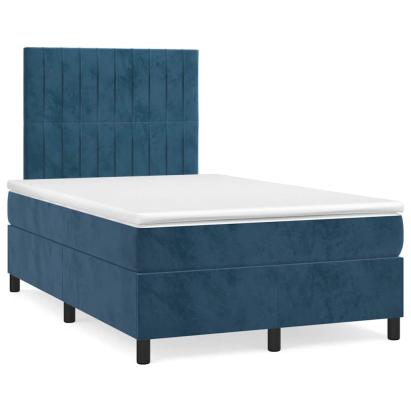 Pat box spring cu saltea, albastru închis, 120x190 cm, catifea GartenMobel Dekor