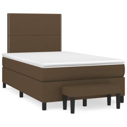 Pat box spring cu saltea, maro închis, 120x190 cm, textil GartenMobel Dekor