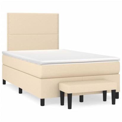 Pat continental cu saltea, crem, 120x190 cm, textil GartenMobel Dekor