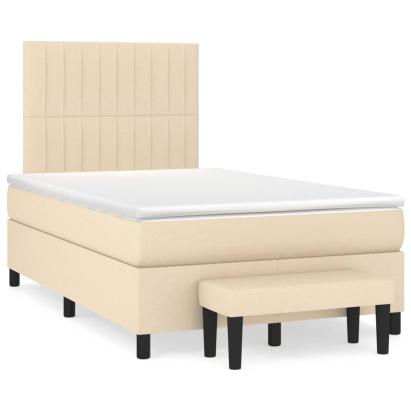Pat continental cu saltea, crem, 120x190 cm, textil GartenMobel Dekor