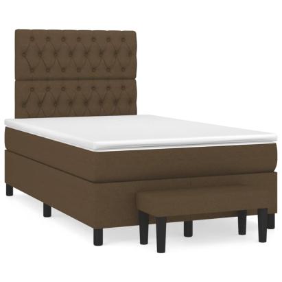 Pat box spring cu saltea, maro închis, 120x190 cm, textil GartenMobel Dekor