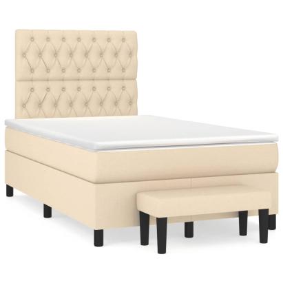 Pat continental cu saltea, crem, 120x190 cm, textil GartenMobel Dekor