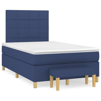 Pat box spring cu saltea, albastru, 120x190 cm, material textil GartenMobel Dekor