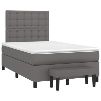 Pat box spring cu saltea, gri, 120x190 cm, piele ecologică GartenMobel Dekor