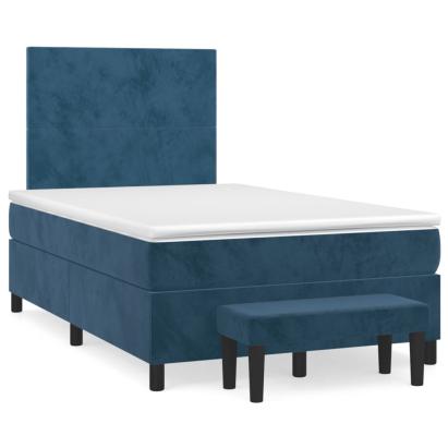 Pat box spring cu saltea, albastru închis, 120x190 cm, catifea GartenMobel Dekor