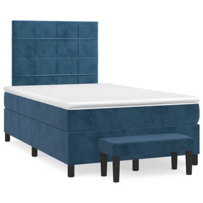 Pat box spring cu saltea, albastru închis, 120x190 cm, catifea GartenMobel Dekor