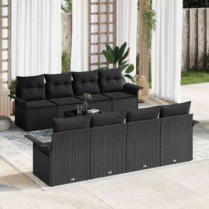 Set de canapele pentru grădină 9 pcs Negru 55 x 55 x 37 cm GartenMobel Dekor