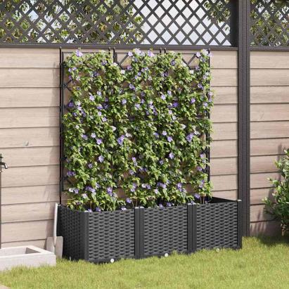 Ghiveci de grădină cu trellis 3 pcs Negru 120 x 40 x 143 cm PP GartenMobel Dekor