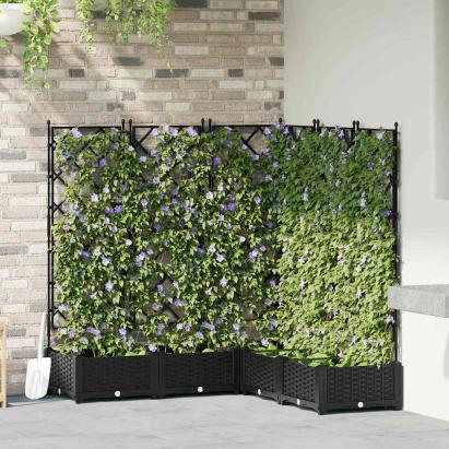 Ghiveci de grădină cu trellis 5 pcs Negru 120 x 120 x 125.5 cm GartenMobel Dekor