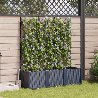 Ghiveci de grădină cu trellis 3 pcs Gri 120 x 40 x 143 cm PP GartenMobel Dekor
