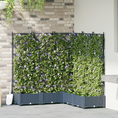 Ghiveci de grădină cu trellis 5 pcs Gri 120 x 120 x 125.5 cm PP GartenMobel Dekor