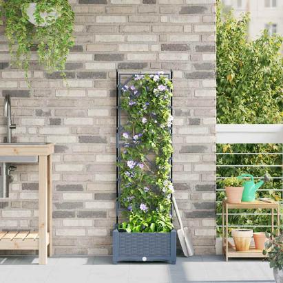 Ghiveci de grădină cu trellis Gri deschis 40 x 40 x 125.5 cm PP GartenMobel Dekor