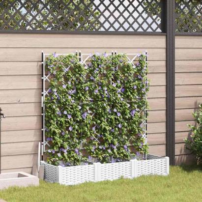 Ghiveci de grădină cu trellis 3 pcs Alb 120 x 40 x 125.5 cm PP GartenMobel Dekor