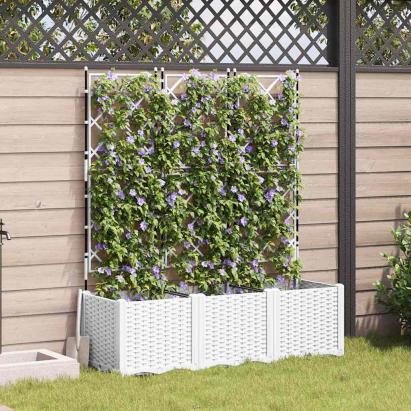 Ghiveci de grădină cu trellis 3 pcs Alb 120 x 40 x 143 cm PP GartenMobel Dekor